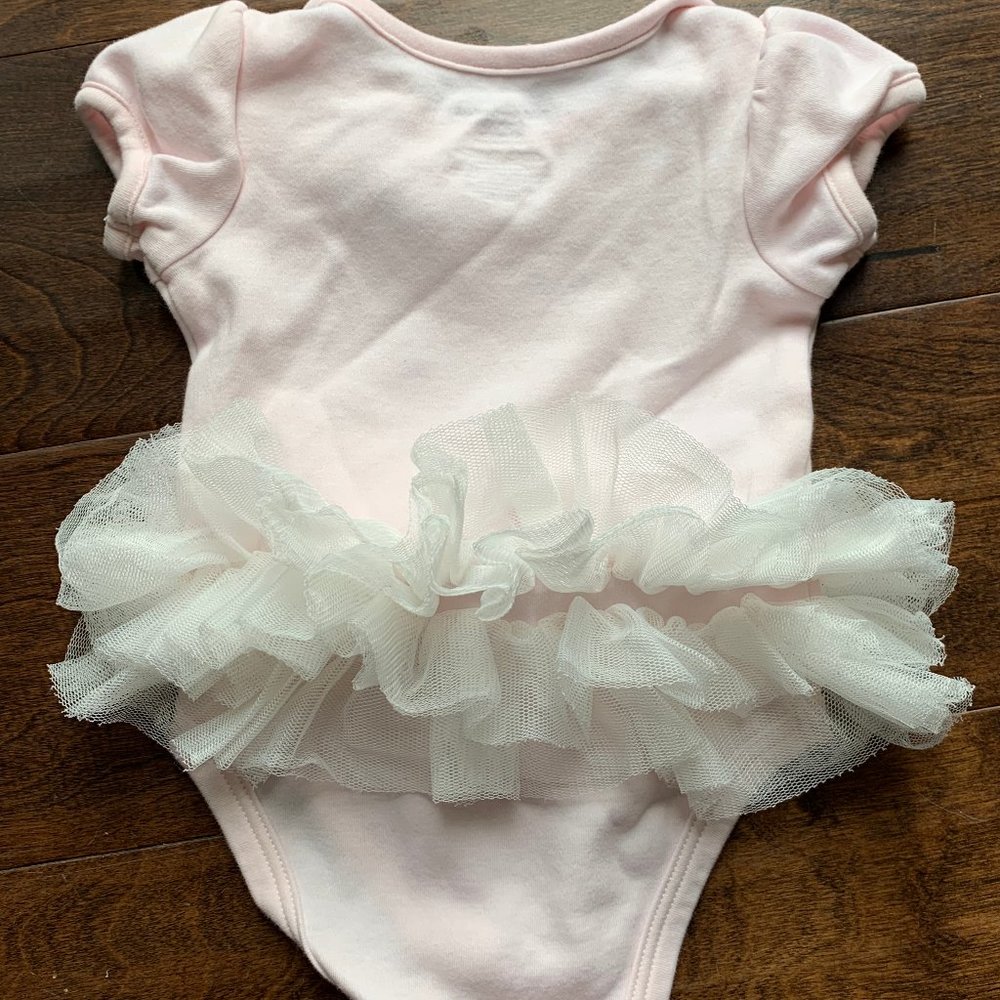 First Impressions Macys Baby Pink Tutu bow onesie - Picture 3 of 3